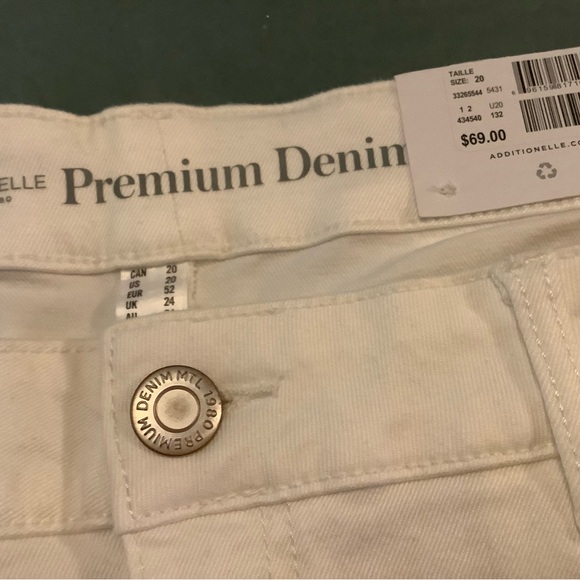 Addition Elle Premium White Denim Slim Leg Jeans - Picture 4 of 7